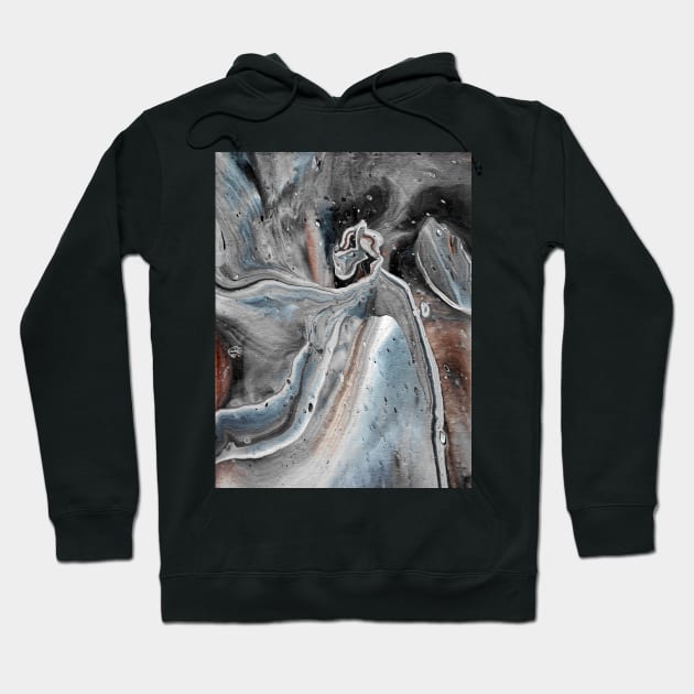 Gray and Brown Acrylic Pour Painting Hoodie by dnacademic